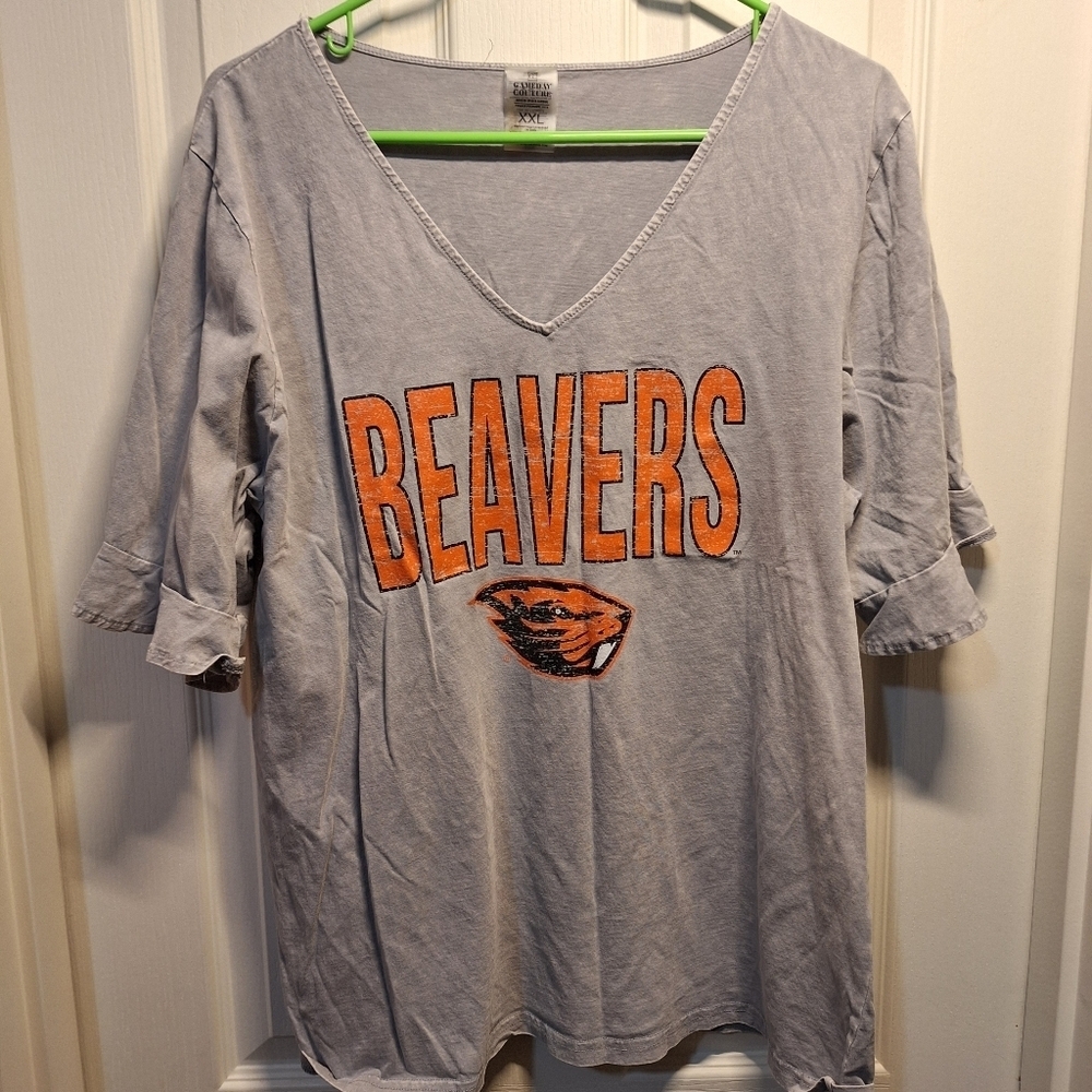 Oregon Beavers Gray V-Neck Women's T-Shirt